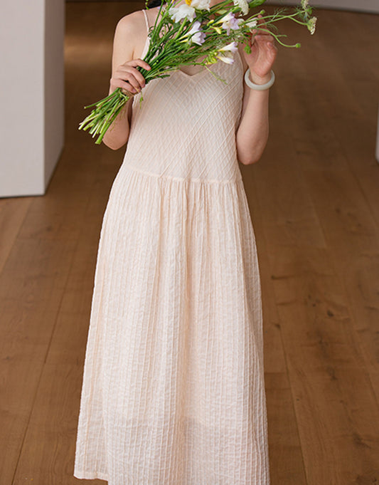 edoa High Count Cotton Pintucked Slip Dress