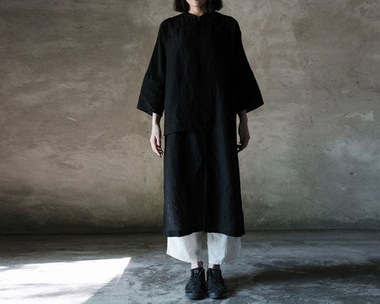 edoa Yarn Dyed Linen Cheongsam Dress