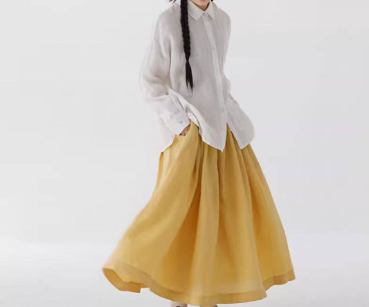 edoa Classic White Linen Collar Shirt
