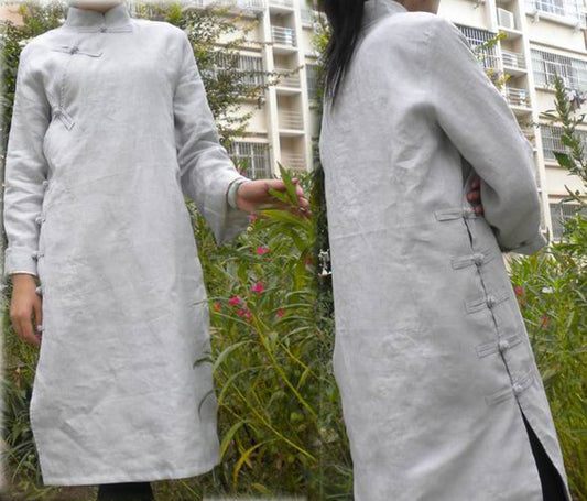 edoa Linen Cheongsam Dress