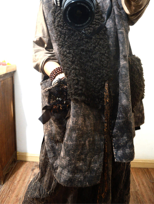 Mud Tussah Silk and Teddy Wool Bouclé Vest to0166 X306