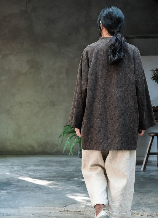 edoa Mud Tussah Silk Jacquard Qipao Top