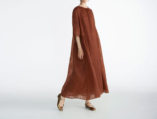 edoa Loose Mud Silk Jacquard Dress