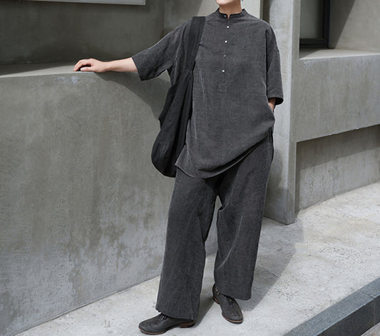 edoa Cracked Mud Silk Wide-leg Pants