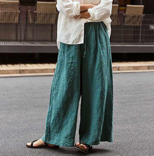edoa Washed Linen Palazzo Pants