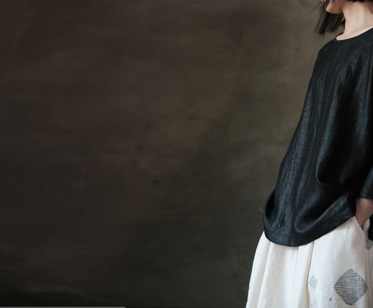 edoa Cracked Mud Silk 3/4 Sleeve Tee