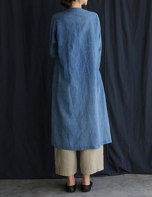 edoa Plant Dyed Linen Silk Blend Cheongsam