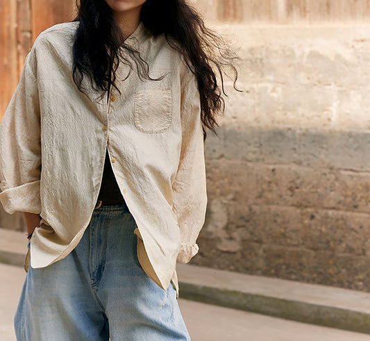 edoa Dupioni Tussah Silk Chinese Over Blouse