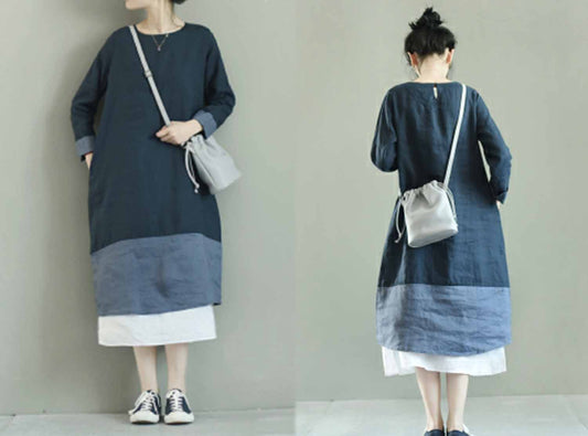 edoa Two-toned Linen Tunic Dress
