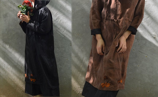 edoa Reversible Mud Silk Hooded Dress