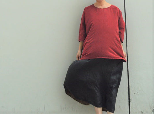 edoa Reversible Cracked Mud Silk Top