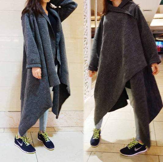 edoa Boiled Wool Multi-wear Open Front Blacket Coat