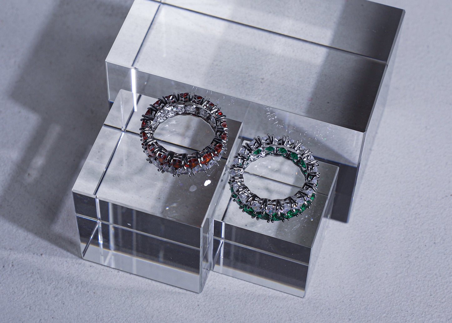 edoa Minimalist Dual Tone Heart Gemstone Stacking Ring