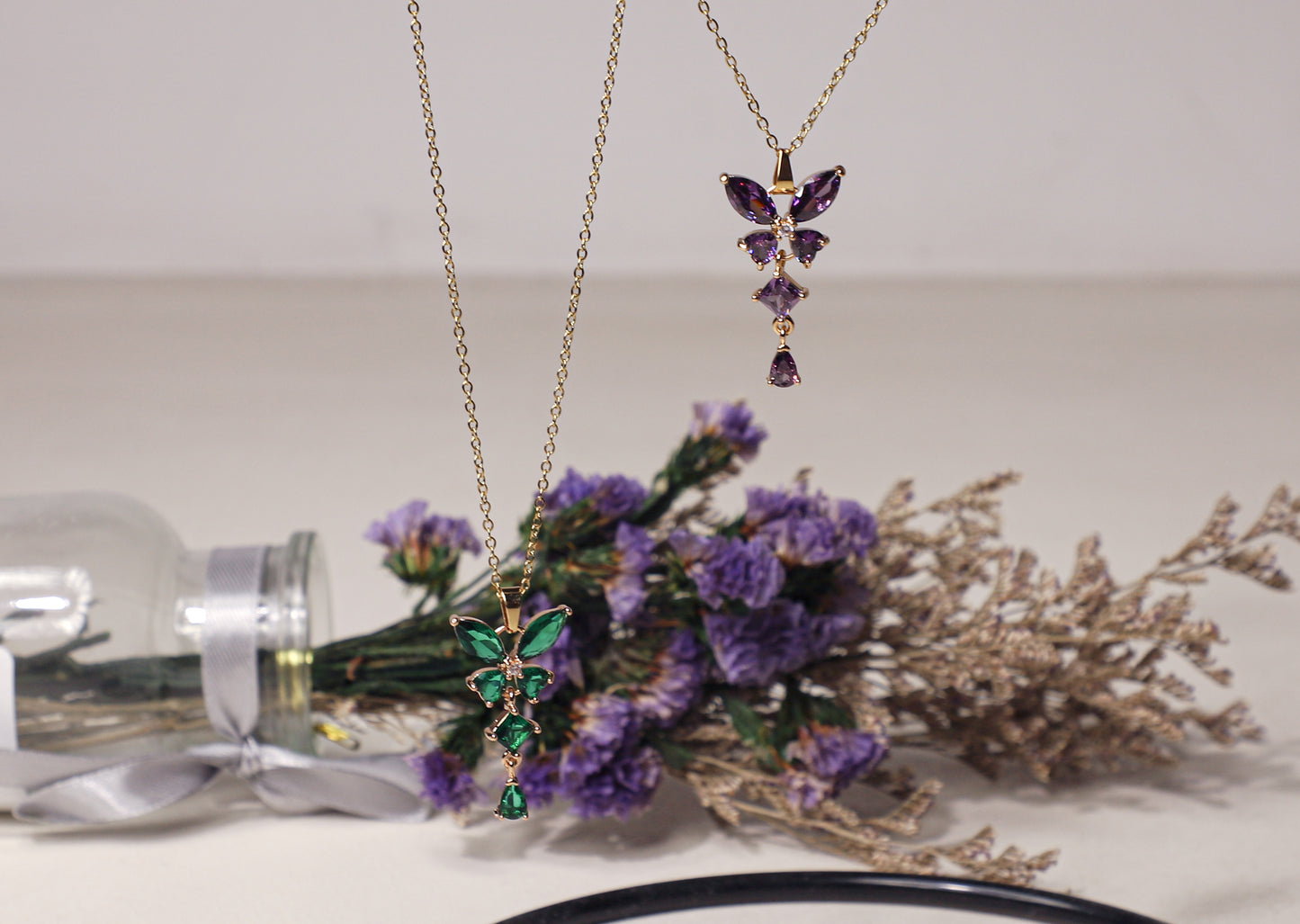 edoa Minimalist Birthstone Butterfly Pendant Necklace