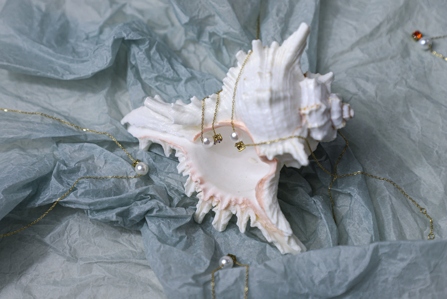 edoa Peal and Birthstone Duo Clavicle Chain