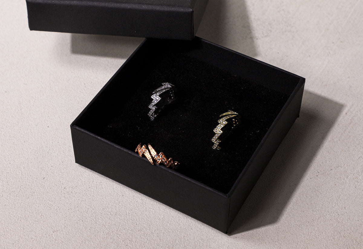 edoa Pave Diamond Lightning Adjustable Ring