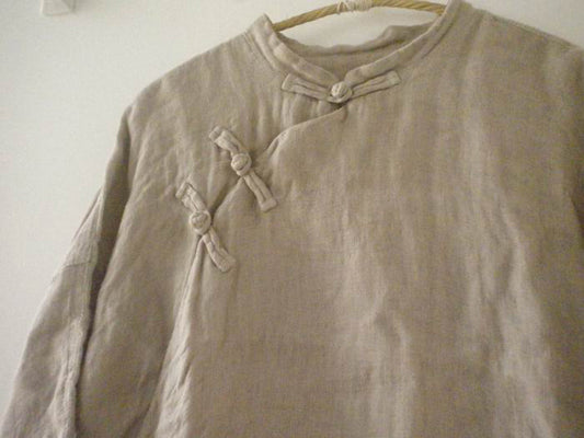 edoa Loose Fitting Linen Modified Qipao