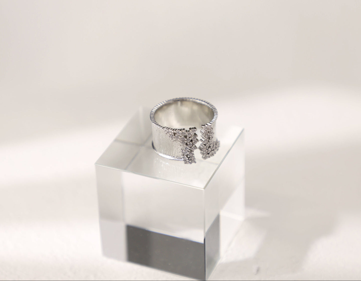 Dainty pave diamond ring