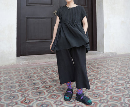 edoa Hand Pintucked Cracked Mud Silk Charmeuse Blouse