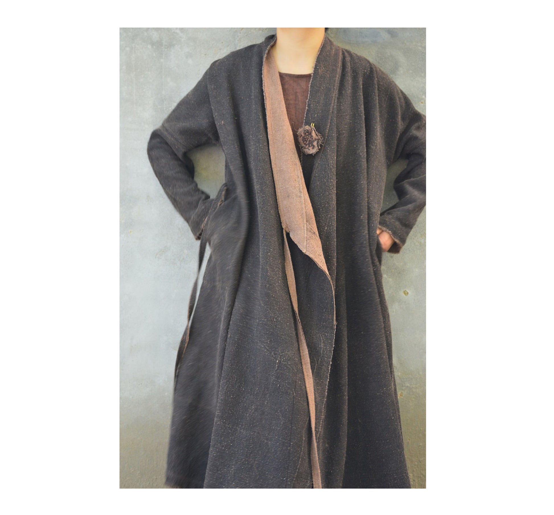 edoa Reversible Tussah Silk Wrap Coat