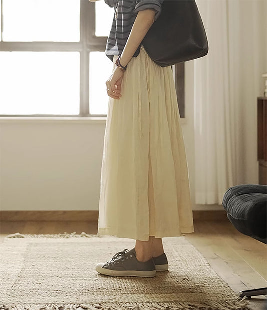 edoa Ramie Pleated Summer Skirt