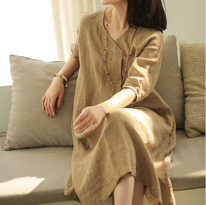 edoa Bronze A Line Linen Tunic