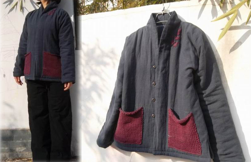 edoa Padding Jacket with Cable Knit Patch Pockets