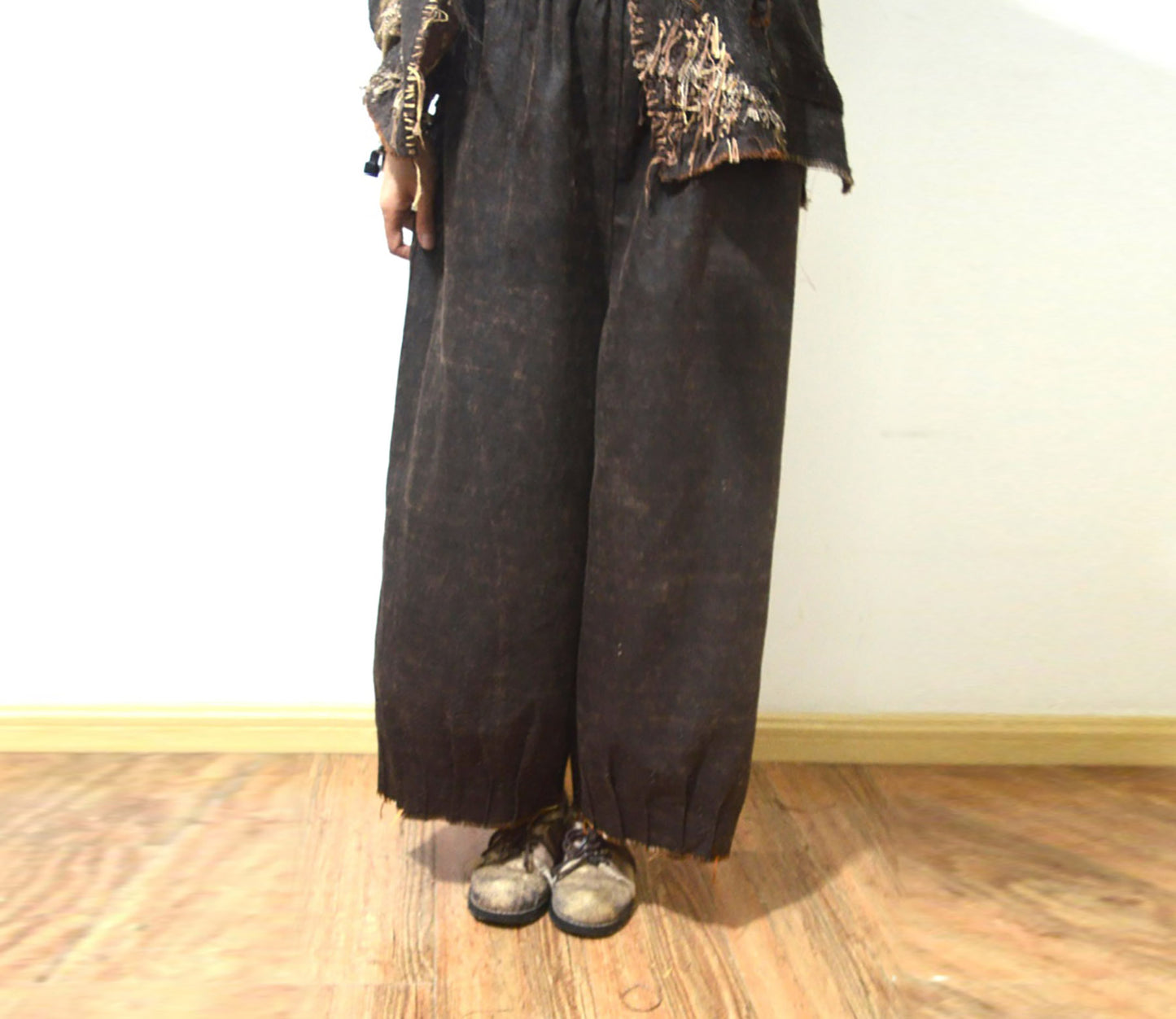 edoa Mud Tussah Silk Pleated Hem Pants 