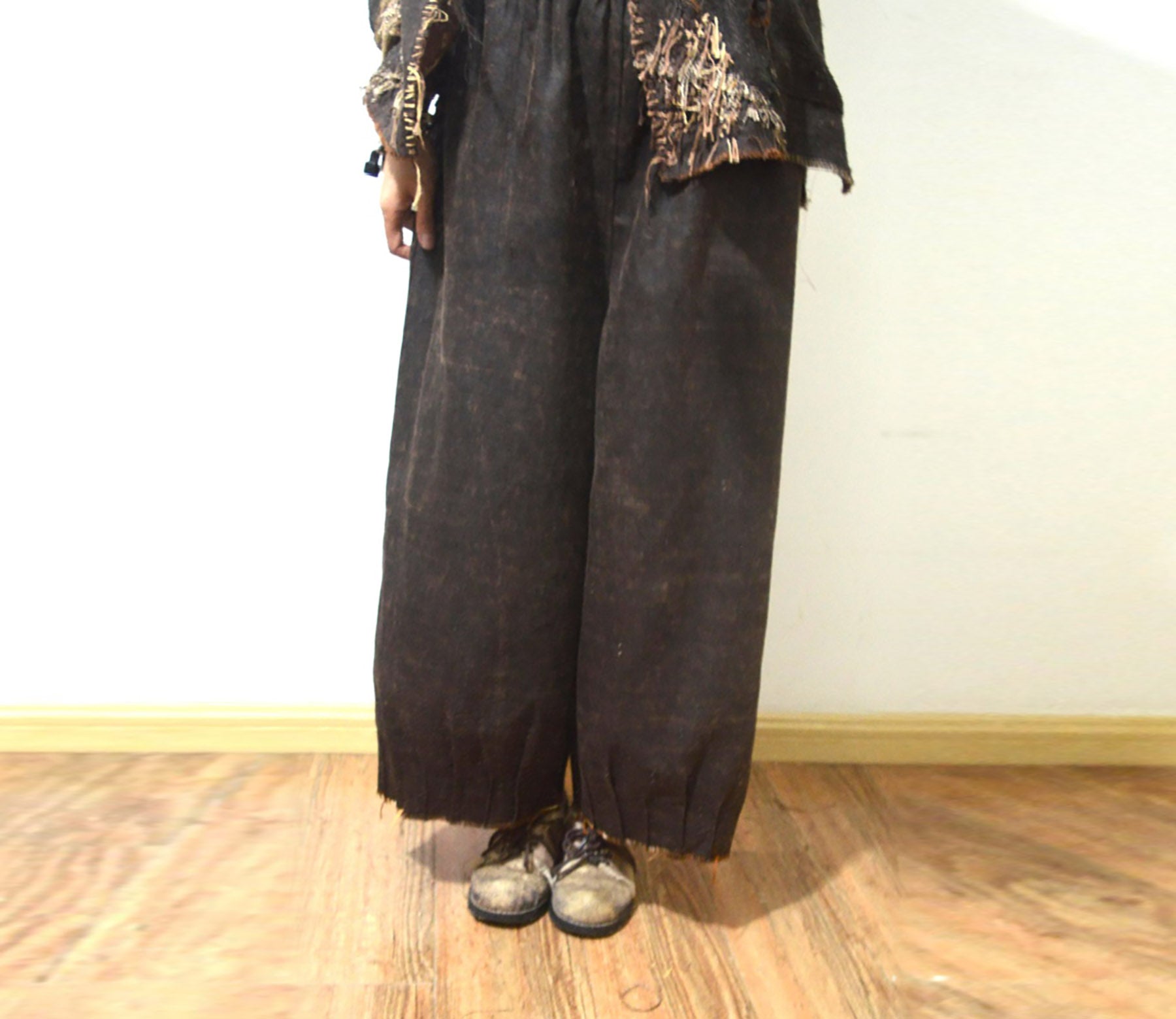 edoa Mud Tussah Silk Pleated Hem Pants 