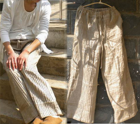 hand-pintucked linen pants edoa