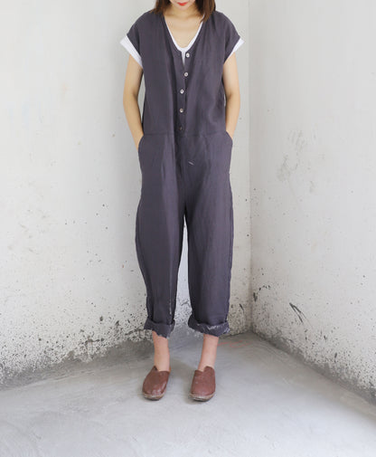 edoa Loose Fitting Linen Jumpsuit