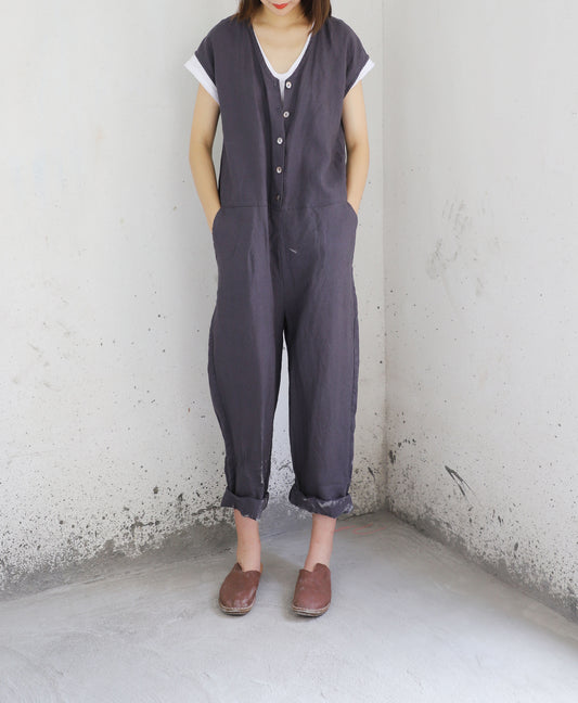 edoa Loose Fitting Linen Jumpsuit