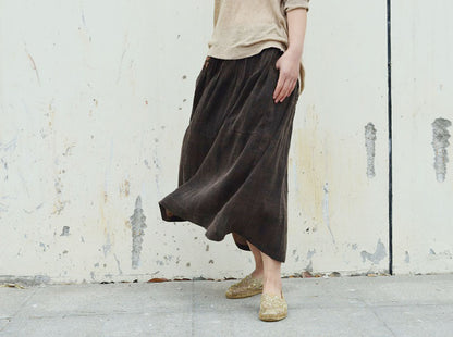 edoa Mud Tussah Silk Skirt with Hand Embroidery 