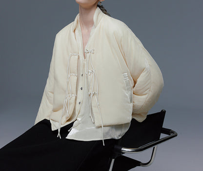 edoa Silk Velvet Quilted Crop Jacket