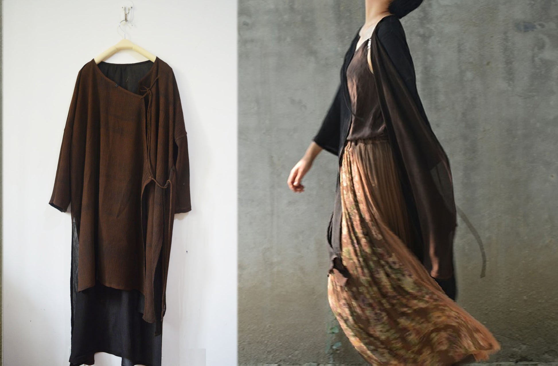 edoa Reversible Mud Silk Tunic Top