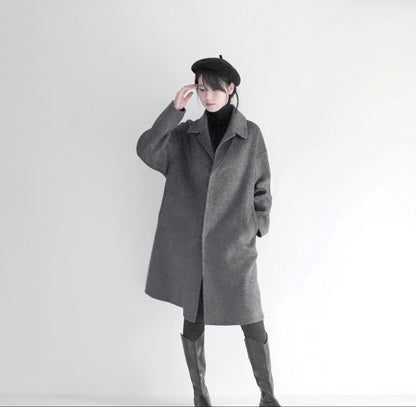 edoa double faced wool alpaca herringbone coat