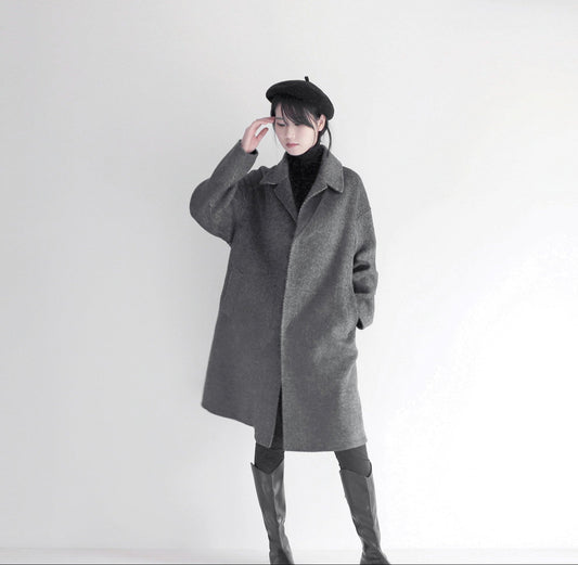 edoa double faced wool alpaca herringbone coat