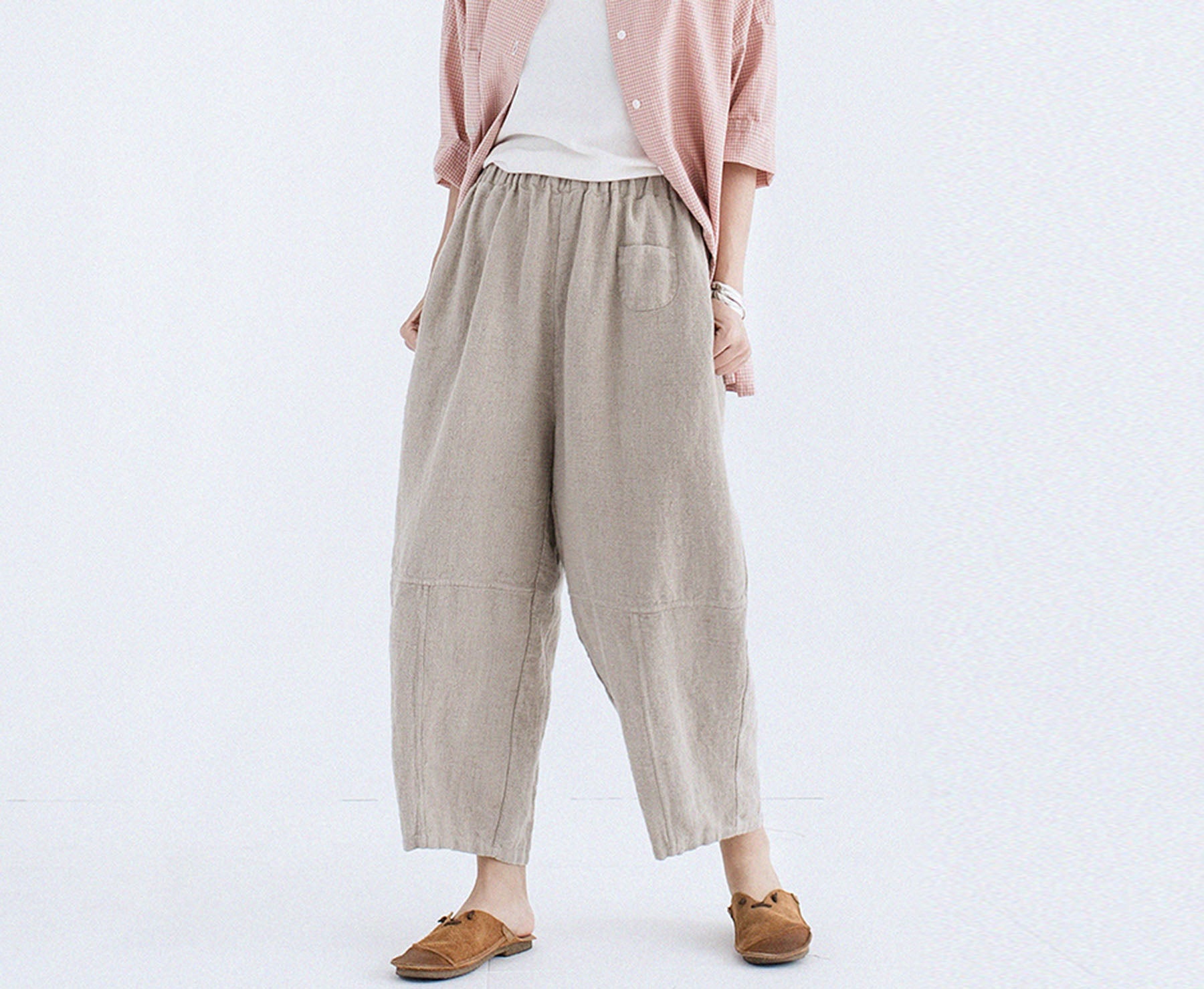 edoa Flax Linen Tapered Pants