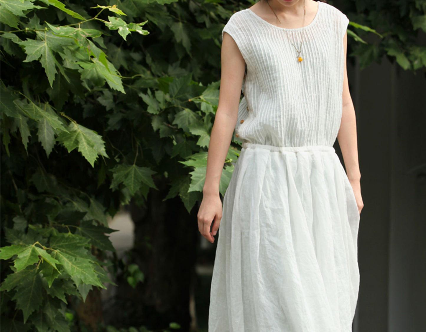 edoa Pintucked Pleated Maxi Dress