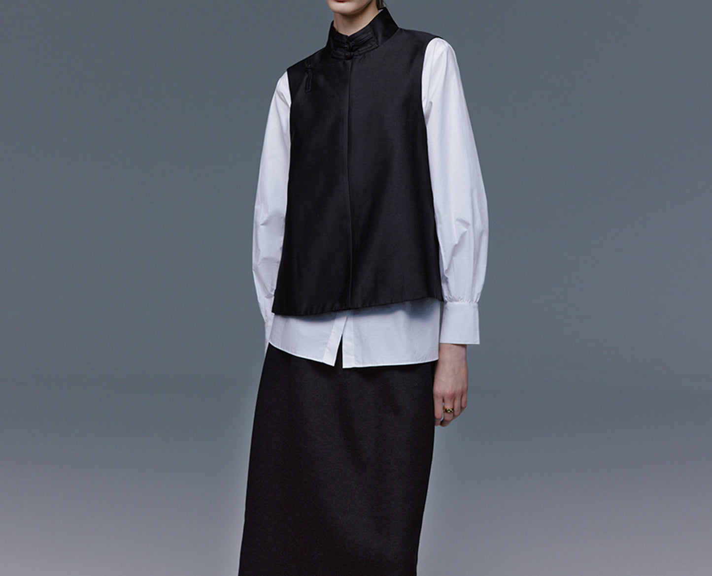 edoa Silk Taffeta Chinese Vest 