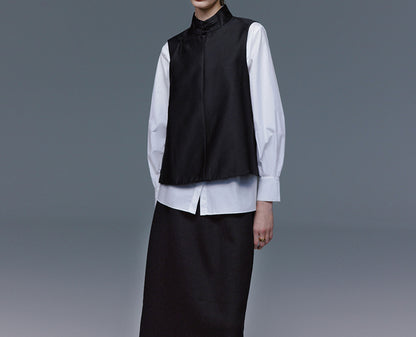 edoa Silk Taffeta Chinese Vest 