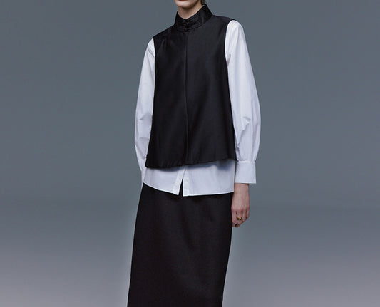 edoa Silk Taffeta Chinese Vest 