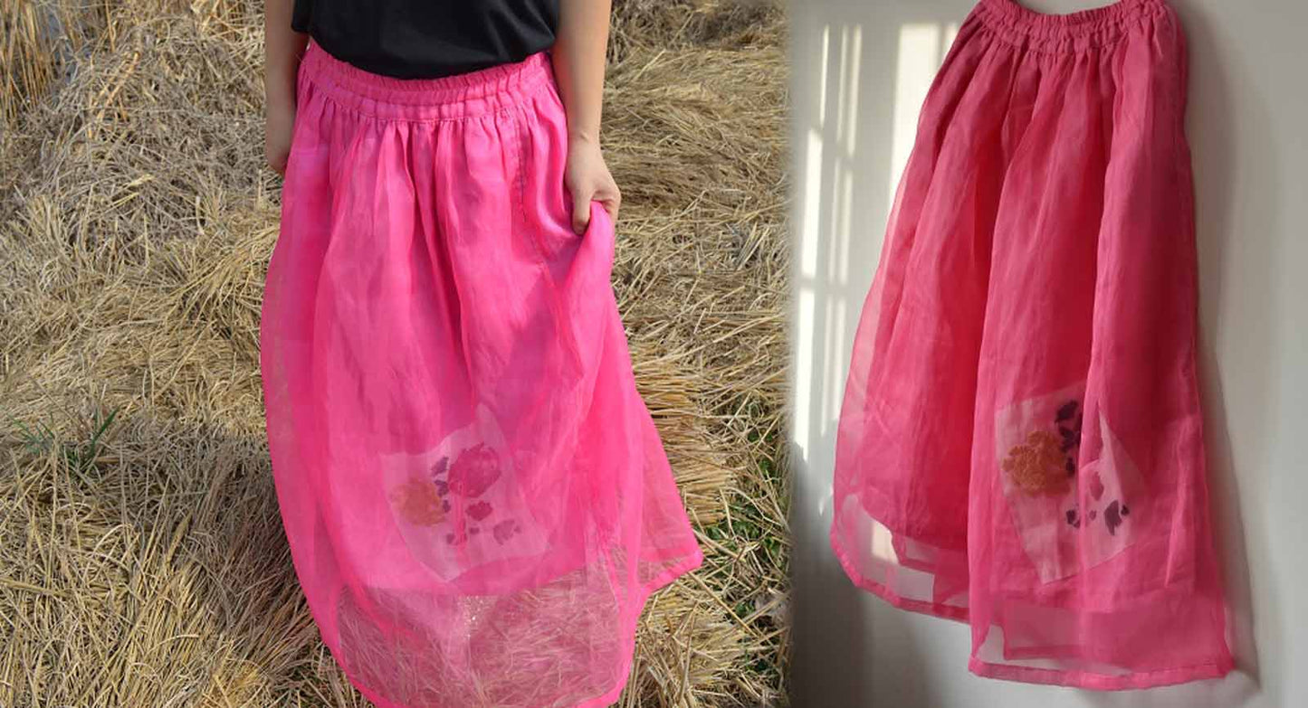 edoa Silk Organza Skirt with Hand Ebroidery 