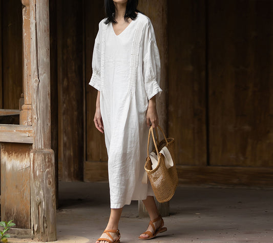 edoa pintucked linen dress