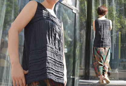 Pintucked Linen Tank Top to0282 500
