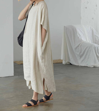 edoa Flax Linen Kaftan Dress