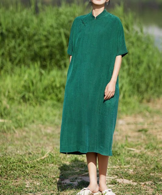 edoa Cracked Mud Silk Qipao Dress
