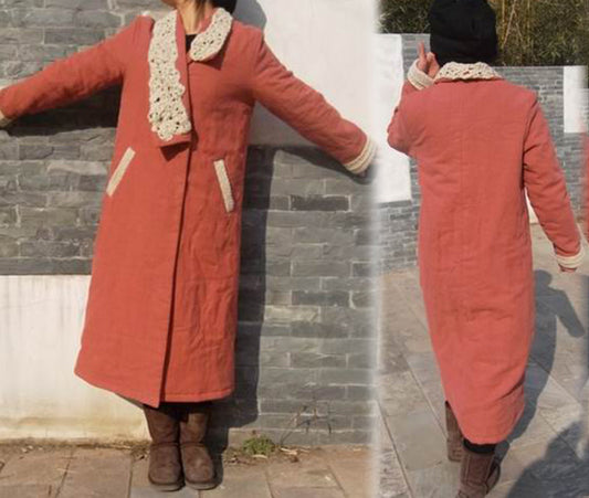edoa Hand Chrochet Decorated Maxi Coat