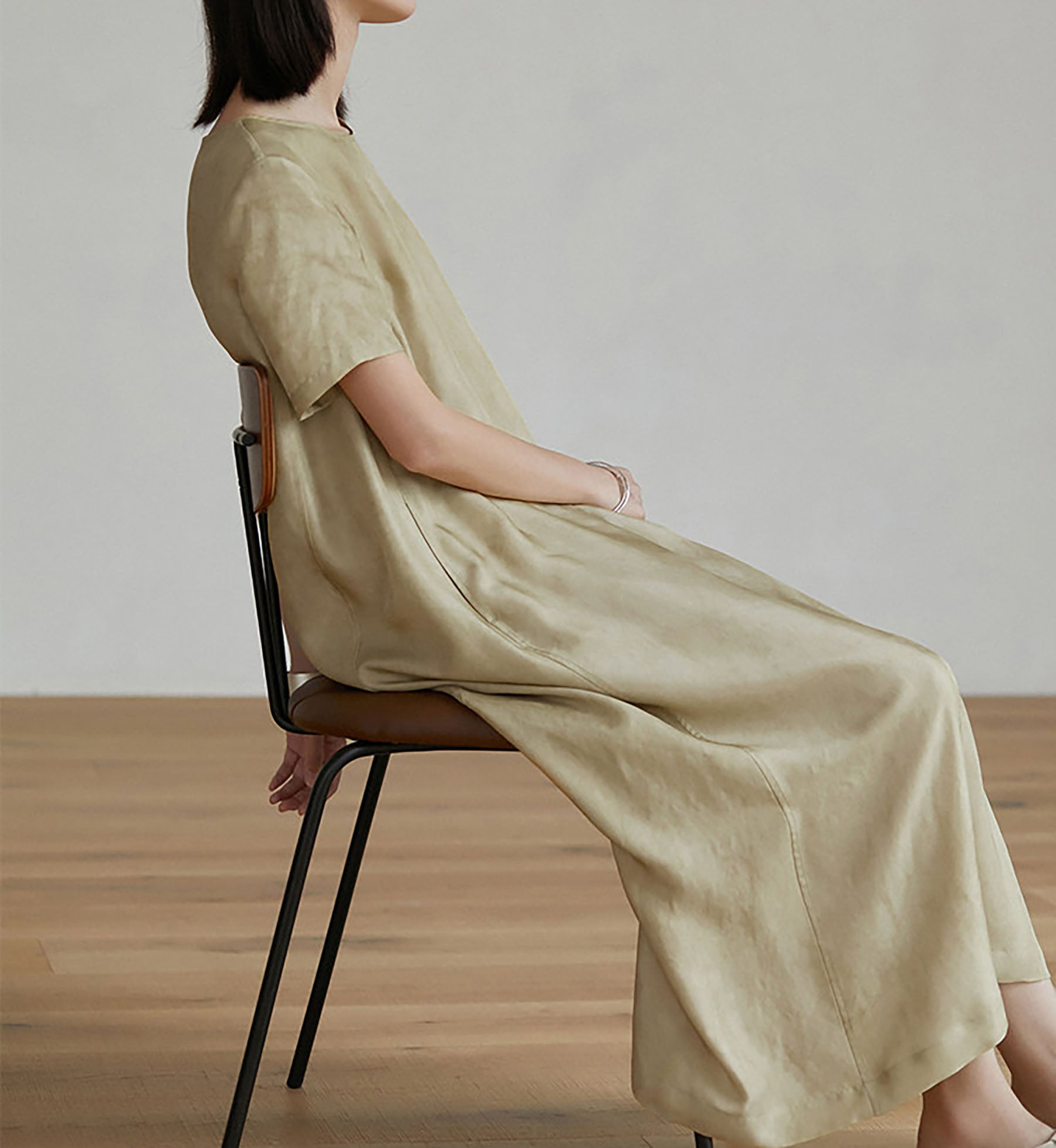 edoa Distressed Mulberry Silk A-line Dress