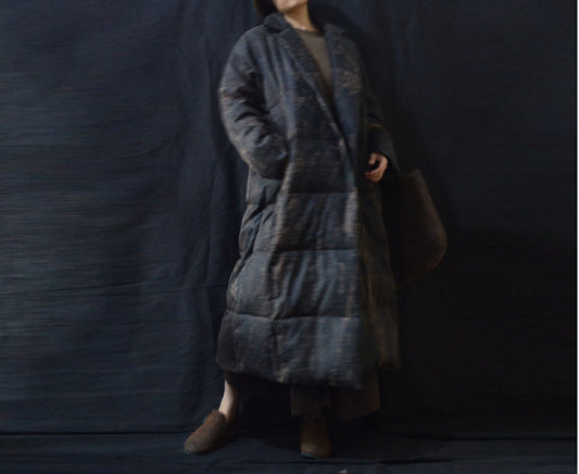 edoa Distressed Goose Down Long Coat